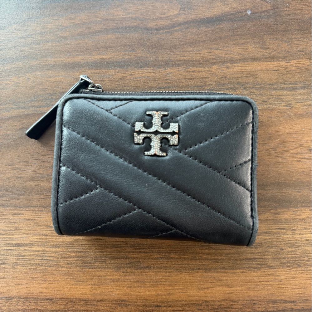 Tory Burch Black Quilted Zip Wallet